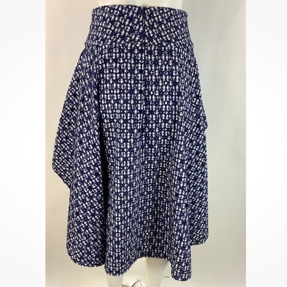 Tish Cox Sz XS Eyelet Ruffle High Low Hem Skirt Blue White Boho Texas - Picture 3 of 7